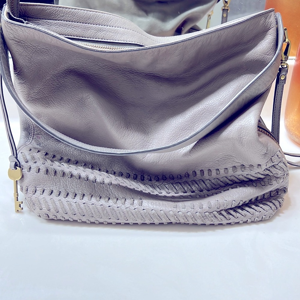 Fossil Bag grey with stitching and side pocket